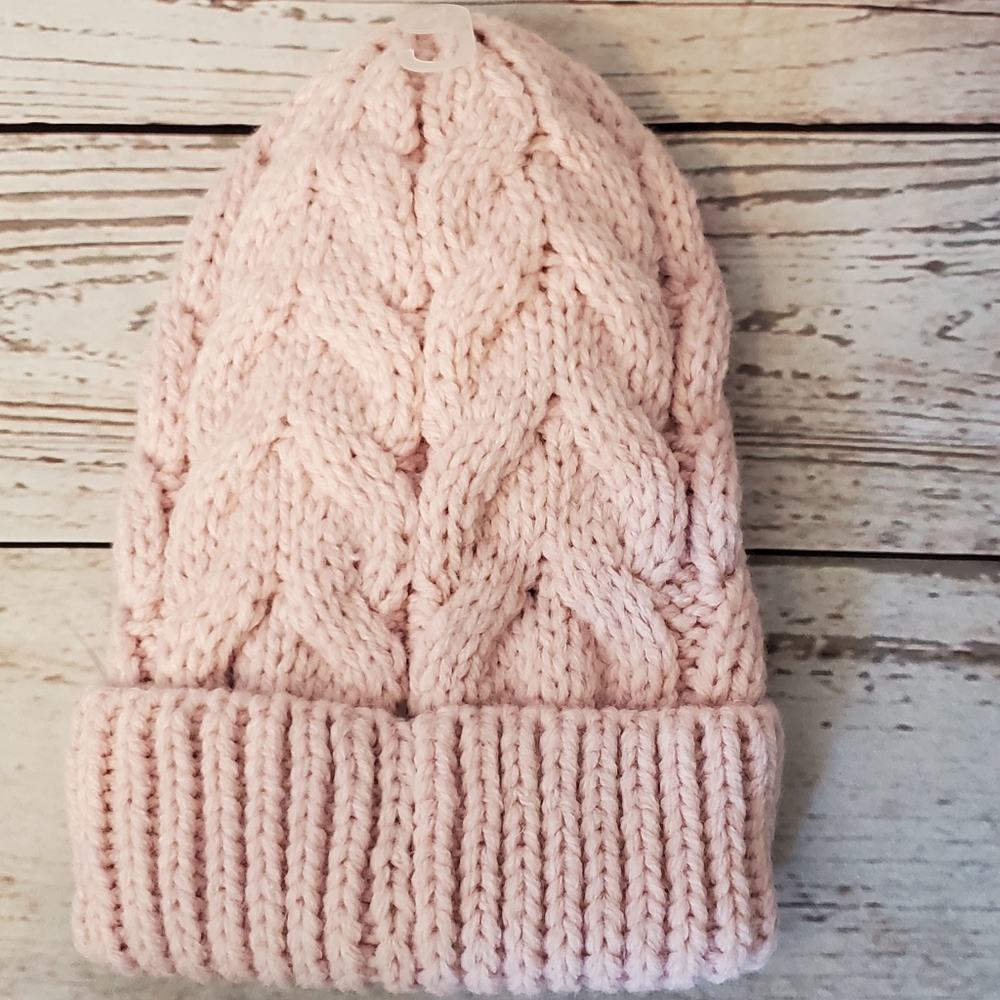 Time and Tru women's Repreve recycled materials beanie blush pink